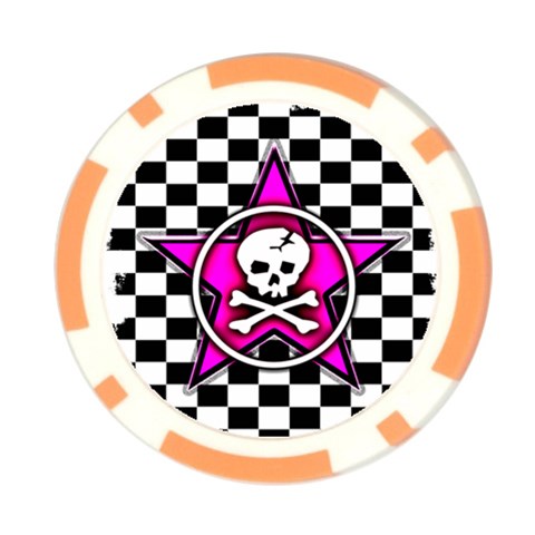 Pink Star Skull Checker Poker Chip Card Guard from ArtsNow.com Front