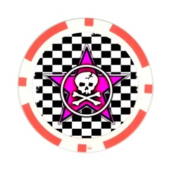 Pink Star Skull Checker Poker Chip Card Guard from ArtsNow.com Front