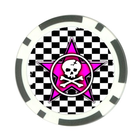 Pink Star Skull Checker Poker Chip Card Guard from ArtsNow.com Back