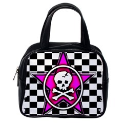 Pink Star Skull Checker Classic Handbag (Two Sides) from ArtsNow.com Back