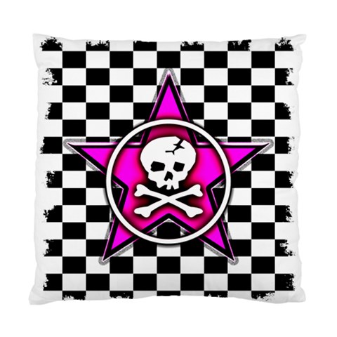 Pink Star Skull Checker Cushion Case (One Side) from ArtsNow.com Front