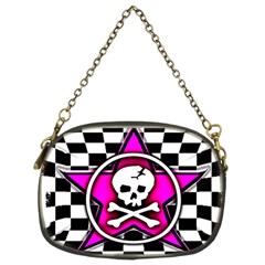 Pink Star Skull Checker Chain Purse (Two Sides) from ArtsNow.com Front