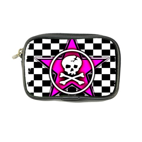 Pink Star Skull Checker Coin Purse from ArtsNow.com Front