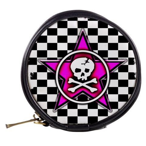 Pink Star Skull Checker Mini Makeup Bag from ArtsNow.com Back