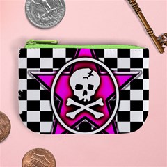 Pink Star Skull Checker Mini Coin Purse from ArtsNow.com Front