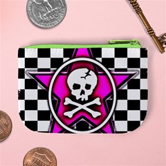 Pink Star Skull Checker Mini Coin Purse from ArtsNow.com Back