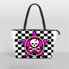 Pink Star Skull Checker Classic Shoulder Handbag from ArtsNow.com Front