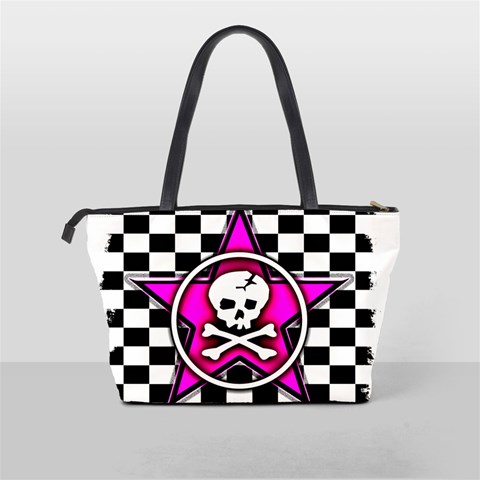 Pink Star Skull Checker Classic Shoulder Handbag from ArtsNow.com Back