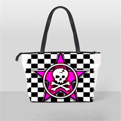 Pink Star Skull Checker Classic Shoulder Handbag from ArtsNow.com Back