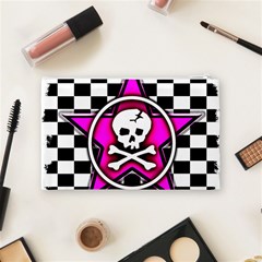 Pink Star Skull Checker Cosmetic Bag (Medium) from ArtsNow.com Back