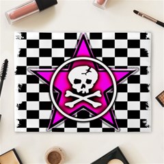 Pink Star Skull Checker Cosmetic Bag (XL) from ArtsNow.com Back