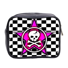 Pink Star Skull Checker Mini Toiletries Bag (Two Sides) from ArtsNow.com Back