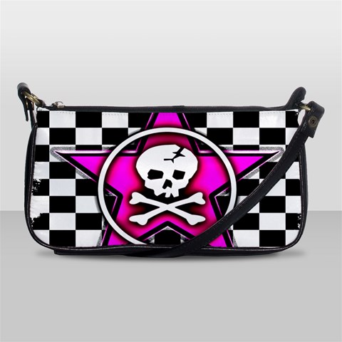 Pink Star Skull Checker Shoulder Clutch Bag from ArtsNow.com Front