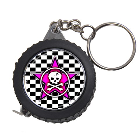 Pink Star Skull Checker Measuring Tape from ArtsNow.com Front