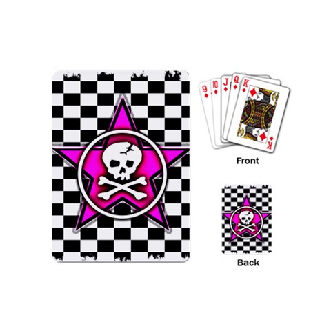 Pink Star Skull Checker Playing Cards (Mini) from ArtsNow.com Back