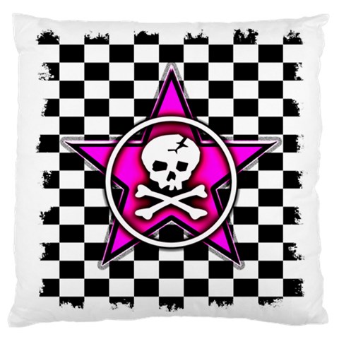 Pink Star Skull Checker Large Cushion Case (Two Sides) from ArtsNow.com Front