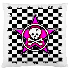 Pink Star Skull Checker Large Cushion Case (Two Sides) from ArtsNow.com Front