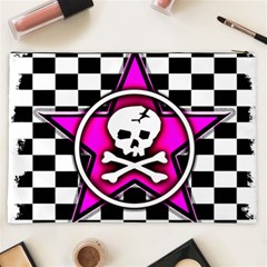 Pink Star Skull Checker Cosmetic Bag (XXL) from ArtsNow.com Back