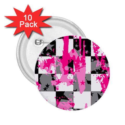 Pink Star Splatter 2.25  Button (10 pack) from ArtsNow.com Front