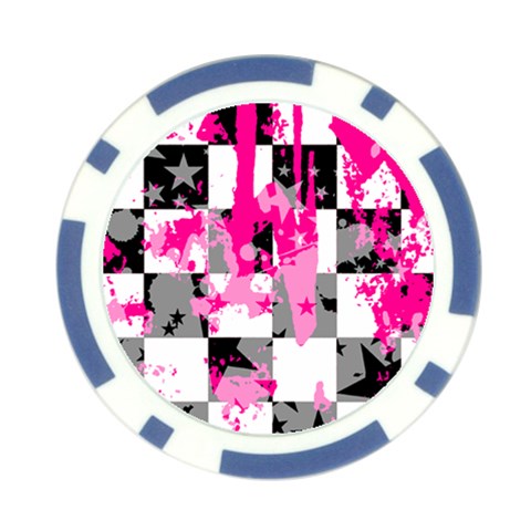 Pink Star Splatter Poker Chip Card Guard from ArtsNow.com Front