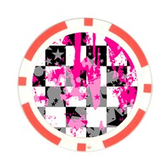 Pink Star Splatter Poker Chip Card Guard from ArtsNow.com Front