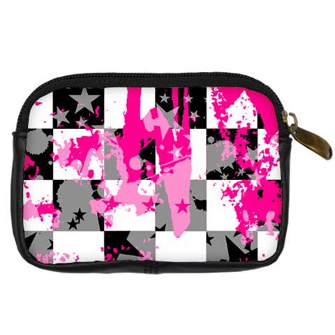 Pink Star Splatter Digital Camera Leather Case from ArtsNow.com Back