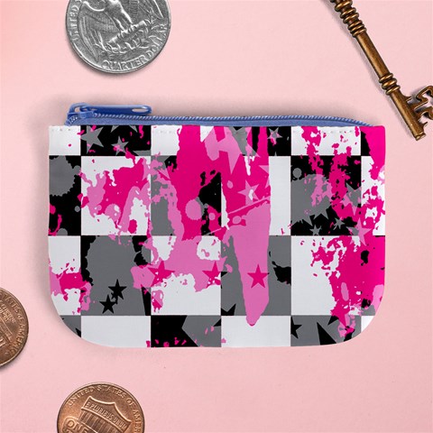 Pink Star Splatter Mini Coin Purse from ArtsNow.com Front