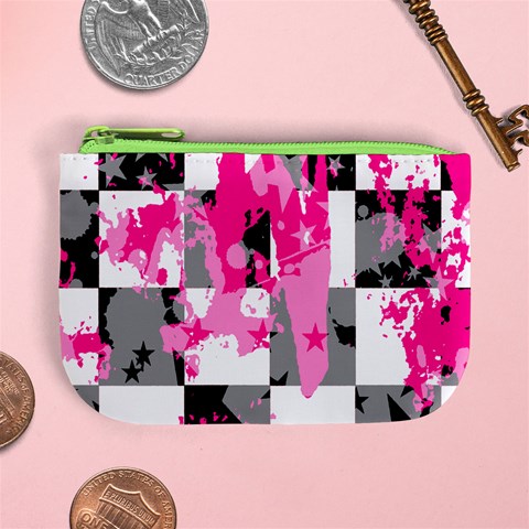 Pink Star Splatter Mini Coin Purse from ArtsNow.com Front