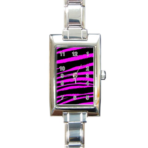 Pink Zebra Rectangular Italian Charm Watch from ArtsNow.com Front