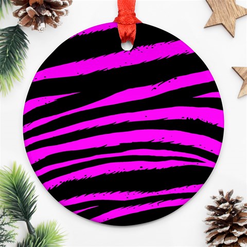 Pink Zebra Ornament (Round) from ArtsNow.com Front