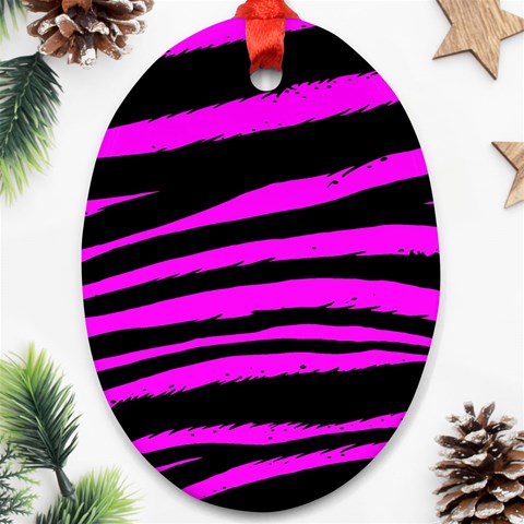 Pink Zebra Ornament (Oval) from ArtsNow.com Front