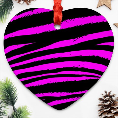 Pink Zebra Ornament (Heart) from ArtsNow.com Front