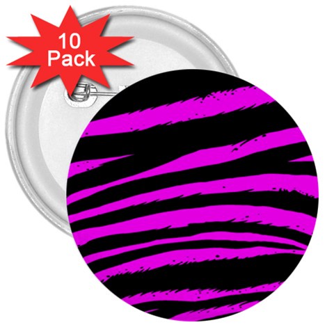 Pink Zebra 3  Button (10 pack) from ArtsNow.com Front