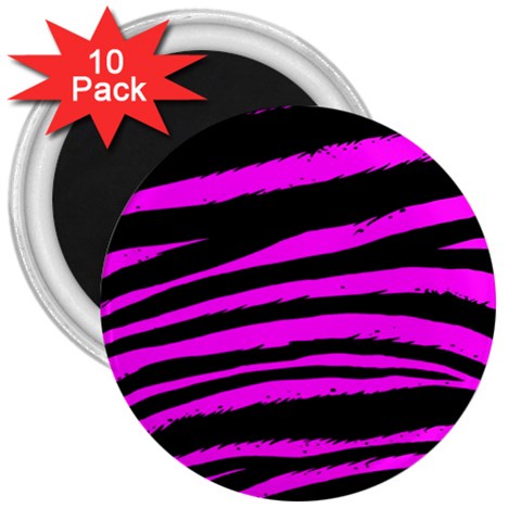 Pink Zebra 3  Magnet (10 pack) from ArtsNow.com Front