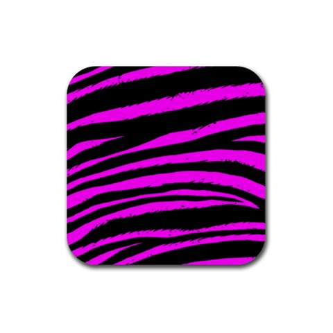 Pink Zebra Rubber Coaster (Square) from ArtsNow.com Front