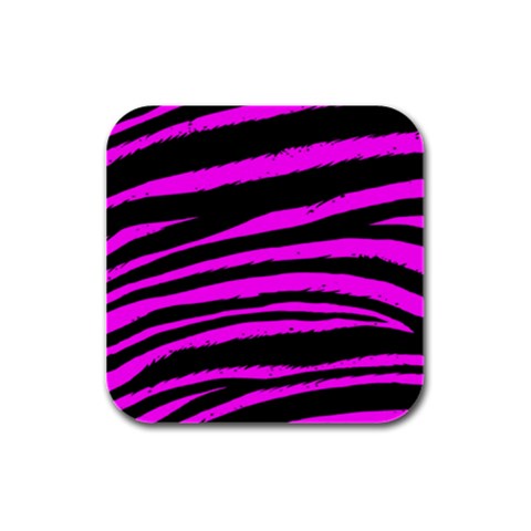 Pink Zebra Rubber Square Coaster (4 pack) from ArtsNow.com Front