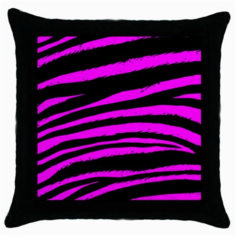 Pink Zebra Throw Pillow Case (Black) from ArtsNow.com Front