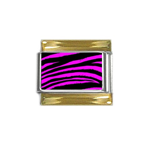 Pink Zebra Gold Trim Italian Charm (9mm) from ArtsNow.com Front