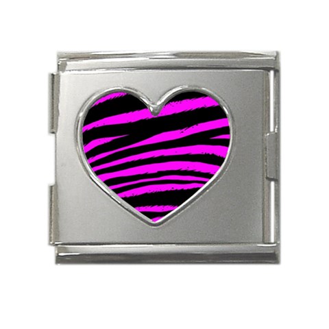 Pink Zebra Mega Link Heart Italian Charm (18mm) from ArtsNow.com Front