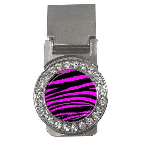 Pink Zebra Money Clip (CZ) from ArtsNow.com Front