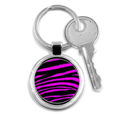 Pink Zebra Key Chain (Round) from ArtsNow.com Front