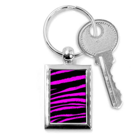 Pink Zebra Key Chain (Rectangle) from ArtsNow.com Front