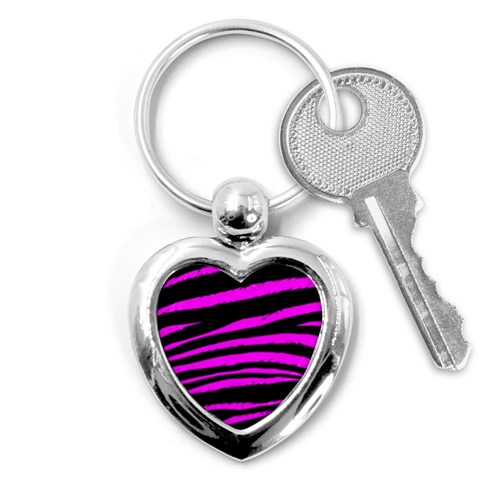 Pink Zebra Key Chain (Heart) from ArtsNow.com Front