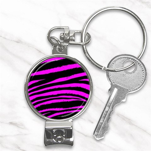 Pink Zebra Nail Clippers Key Chain from ArtsNow.com Front