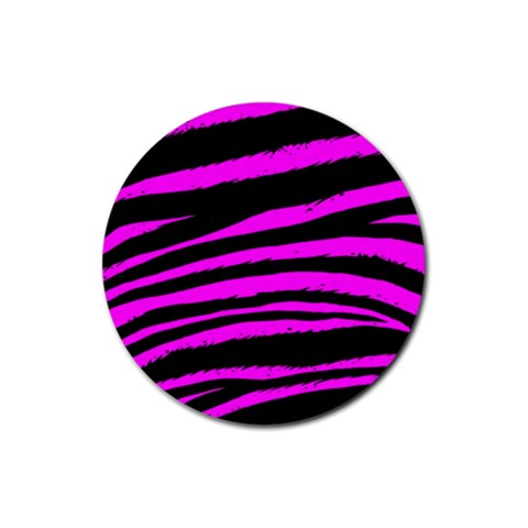 Pink Zebra Rubber Coaster (Round) from ArtsNow.com Front