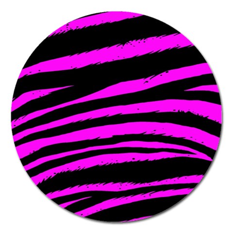 Pink Zebra Magnet 5  (Round) from ArtsNow.com Front