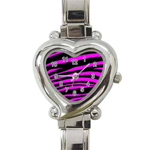 Pink Zebra Heart Italian Charm Watch from ArtsNow.com Front