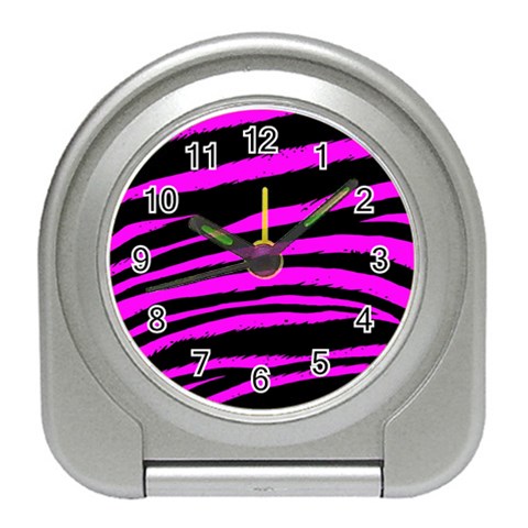 Pink Zebra Travel Alarm Clock from ArtsNow.com Front