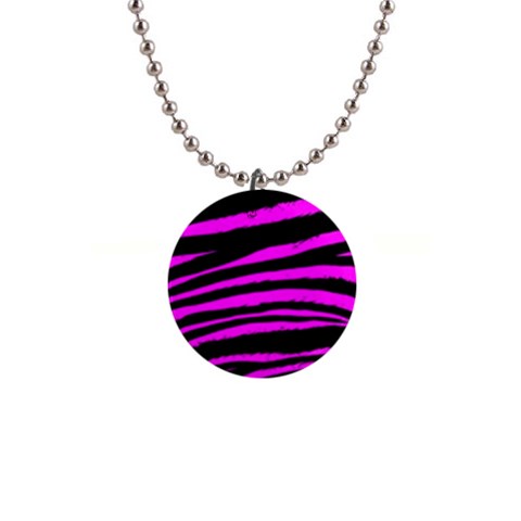 Pink Zebra 1  Button Necklace from ArtsNow.com Front