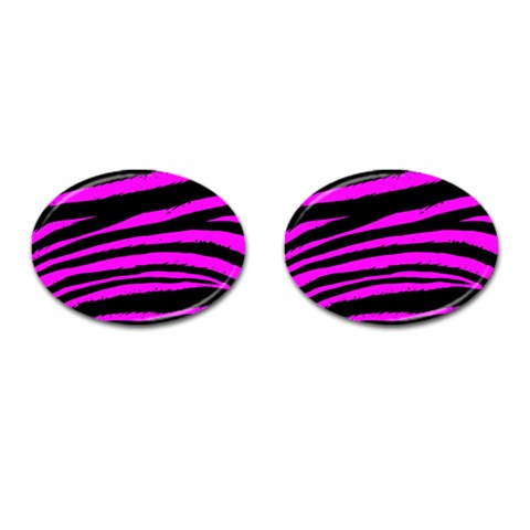 Pink Zebra Cufflinks (Oval) from ArtsNow.com Front(Pair)